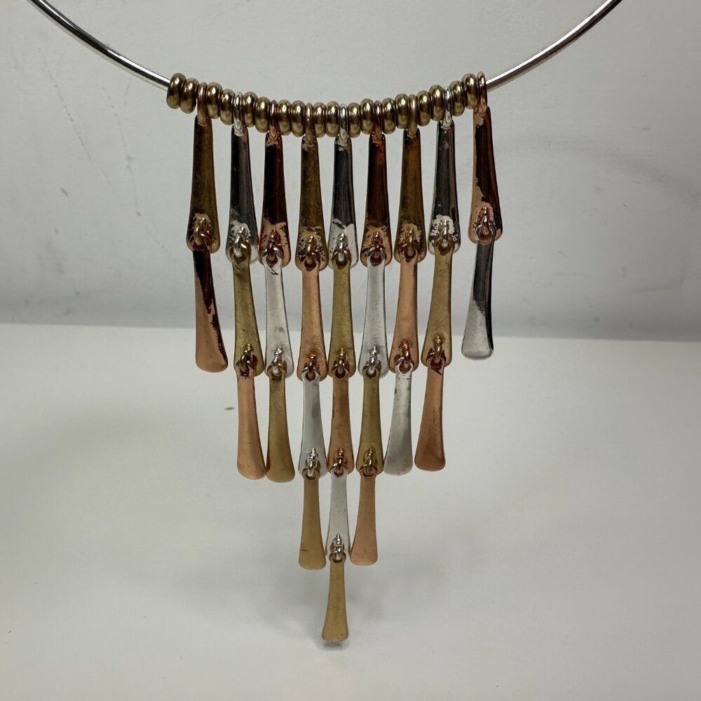 New Robert Lee Moris Soho Necklace With Multi Tone Dangling Cone Accents - Picture 12 of 14